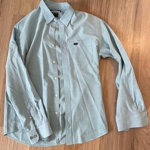 RVCA lovingly used baby blue button up, size M